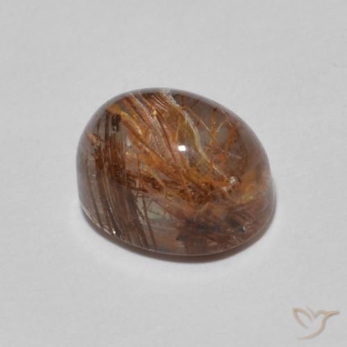 2.16ct Oval Cabochon Orange Rutile Quartz from India, Dimension 8.1 x 6.1mm, Natural untreated Gemstone, Transparent Clarity, 1 piece Rutile Quartz in Deep Reddish Orange Color, Mohs Hardness of 7 suitable for daily wear jewelry, Photo A