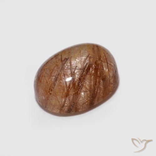 1.76 ct Orange Rutile Quartz Stone, Natural Rutile Quartz in Oval Cabochon Shape for Sale
