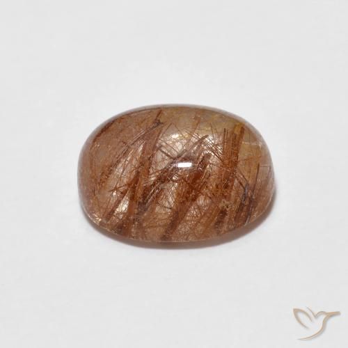 Rutile Quartz Gemstone in 8.3 x 6.3 mm Size for Sale, Rutile Quartz Stone in Deep Reddish Orange Color