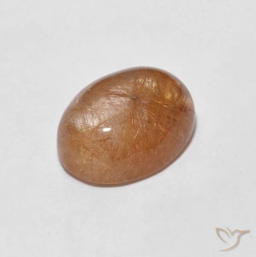 2.06 ct Brown Rutile Quartz Stone, Natural Rutile Quartz in Oval Cabochon Shape for Sale