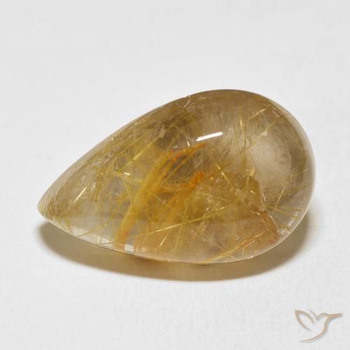 15.75ct Natural Gold Rutile Quartz, Pear Shape, Transparent