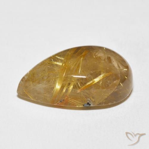 Rutile Quartz Gemstone in 21.5 x 13.1 mm Size for Sale, Rutile Quartz Stone in Gold Color