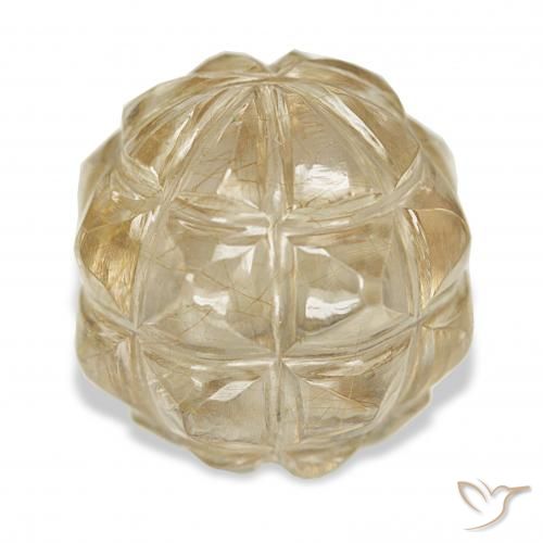 19.24 ct Golden Rutile Quartz Stone, Natural Rutile Quartz in Fancy Carving Shape for Sale