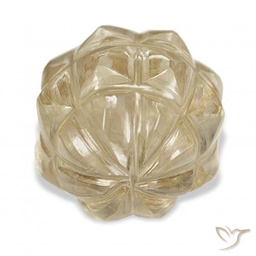 Rutile Quartz Gemstone in 14.9 x 14 mm Size for Sale, Rutile Quartz Stone in Gold Color