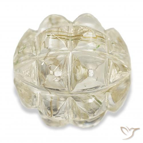 15.22 ct Golden Rutile Quartz Stone, Natural Rutile Quartz in Fancy Carving Shape for Sale