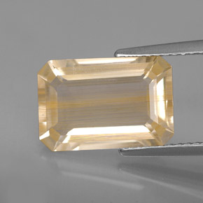 6.19 ct Yellow Rutile Topaz Gemstone, Rutile Topaz Gem in Octagon Facet Shape for Sale.