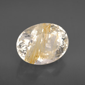 7.05 ct Yellow Rutile Topaz Stone, Natural Rutile Topaz in Oval Facet Shape for Sale
