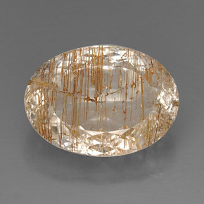 28.90 ct Yellow Rutile Topaz Gemstone, Rutile Topaz Gem in Oval Facet Shape for Sale.