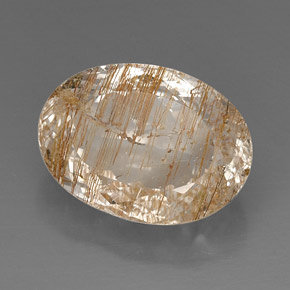 28.90 ct Yellow Rutile Topaz Stone, Natural Rutile Topaz in Oval Facet Shape for Sale