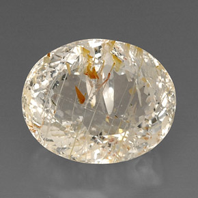 24.30 ct Yellow Rutile Topaz Gemstone, Rutile Topaz Gem in Oval Facet Shape for Sale.
