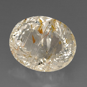 24.30 ct Yellow Rutile Topaz Stone, Natural Rutile Topaz in Oval Facet Shape for Sale