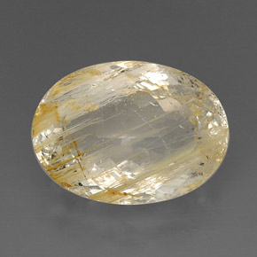 27.57 ct Yellow Rutile Topaz Gemstone, Rutile Topaz Gem in Oval Facet Shape for Sale.