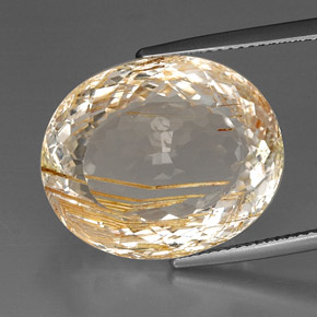 28.32 ct Yellow Rutile Topaz Gemstone, Rutile Topaz Gem in Oval Facet Shape for Sale.