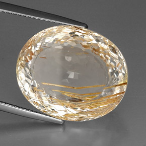 28.32 ct Yellow Rutile Topaz Stone, Natural Rutile Topaz in Oval Facet Shape for Sale