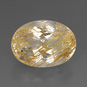 22.60 ct Yellow Rutile Topaz Gemstone, Rutile Topaz Gem in Oval Facet Shape for Sale.