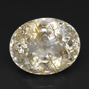 85.73 ct Yellow Rutile Topaz Gemstone, Rutile Topaz Gem in Oval Portuguese-Cut Shape for Sale.