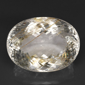63.56 ct Yellow Rutile Topaz Gemstone, Rutile Topaz Gem in Oval Portuguese-Cut Shape for Sale.