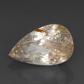 20.64 ct Yellow Rutile Topaz Stone, Natural Rutile Topaz in Pear Facet Shape for Sale