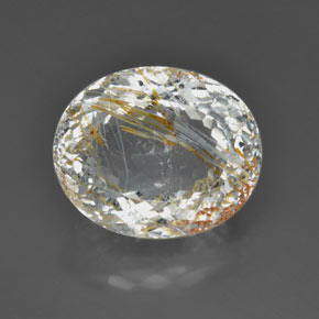 36.85 ct Yellow Rutile Topaz Gemstone, Rutile Topaz Gem in Oval Facet Shape for Sale.