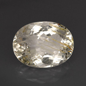 18.44 ct Yellow Rutile Topaz Stone, Natural Rutile Topaz in Oval Facet Shape for Sale