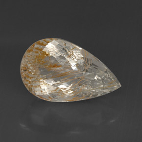 16.08 ct Yellow Rutile Topaz Gemstone, Rutile Topaz Gem in Pear Facet Shape for Sale.