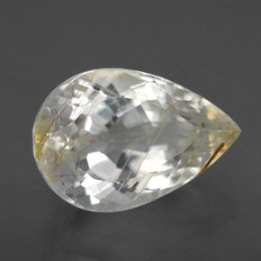 8.21 ct Yellow Rutile Topaz Stone, Natural Rutile Topaz in Pear Facet Shape for Sale