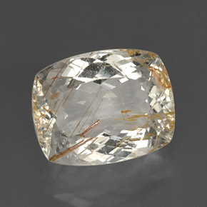 13.54 ct Yellow Rutile Topaz Stone, Natural Rutile Topaz in Cushion-Cut Shape for Sale