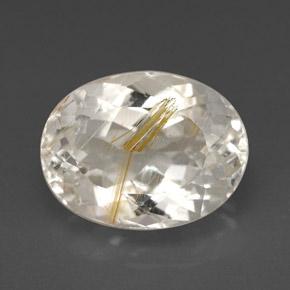 7.49 ct Yellow Rutile Topaz Gemstone, Rutile Topaz Gem in Oval Facet Shape for Sale.