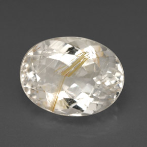 7.49 ct Yellow Rutile Topaz Stone, Natural Rutile Topaz in Oval Facet Shape for Sale