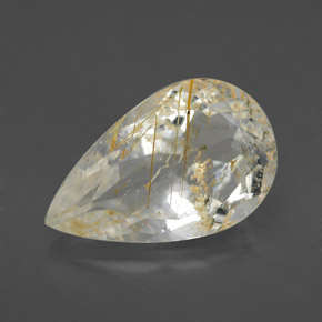 4.59 ct Yellow Rutile Topaz Gemstone, Rutile Topaz Gem in Pear Facet Shape for Sale.