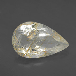 4.59 ct Yellow Rutile Topaz Stone, Natural Rutile Topaz in Pear Facet Shape for Sale