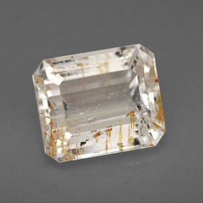 6.46 ct Yellow Rutile Topaz Gemstone, Rutile Topaz Gem in Octagon Facet Shape for Sale.
