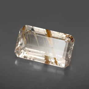 7.53 ct Yellow Rutile Topaz Stone, Natural Rutile Topaz in Octagon Facet Shape for Sale
