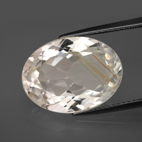 11.37 ct Yellow Rutile Topaz Gemstone, Rutile Topaz Gem in Oval Facet Shape for Sale.