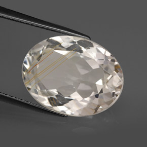 11.37 ct Yellow Rutile Topaz Stone, Natural Rutile Topaz in Oval Facet Shape for Sale