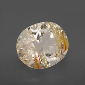 8.38 ct Yellow Rutile Topaz Stone, Natural Rutile Topaz in Oval Cabochon Shape for Sale
