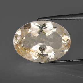 7.03 ct Yellow Rutile Topaz Gemstone, Rutile Topaz Gem in Oval Facet Shape for Sale.