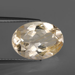 7.03 ct Yellow Rutile Topaz Stone, Natural Rutile Topaz in Oval Facet Shape for Sale