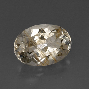 7.55 ct Yellow Rutile Topaz Gemstone, Rutile Topaz Gem in Oval Facet Shape for Sale.