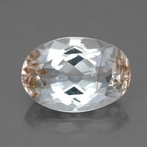 6.49 ct Yellow Rutile Topaz Gemstone, Rutile Topaz Gem in Oval Facet Shape for Sale.