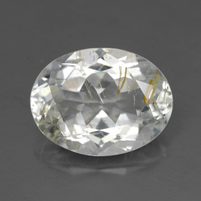 5.18 ct Yellow Rutile Topaz Gemstone, Rutile Topaz Gem in Oval Facet Shape for Sale.