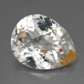 11.36 ct Yellow Rutile Topaz Gemstone, Rutile Topaz Gem in Pear Checkerboard Shape for Sale.