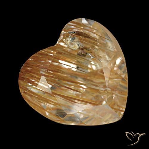 4.29 ct Brown Rutile Topaz Stone, Natural Rutile Topaz in Heart Facet Shape for Sale