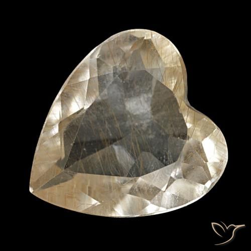 3.23 ct Yellow Rutile Topaz Gemstone, Rutile Topaz Gem in Heart Facet Shape for Sale.