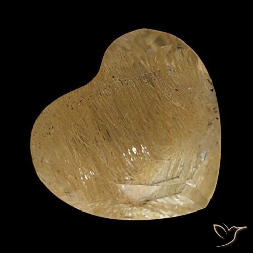 3.06 ct Yellow Rutile Topaz Stone, Natural Rutile Topaz in Heart Facet Shape for Sale