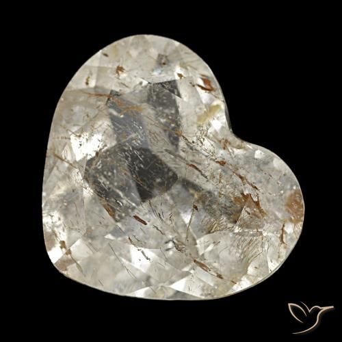 4.37Ct Very Light Golden-Brown Rutile Topaz, Heart, Transparent