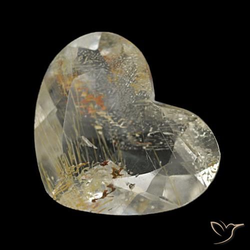 1.64 ct Golden Rutile Topaz Gemstone, Rutile Topaz Gem in Heart Facet Shape for Sale.