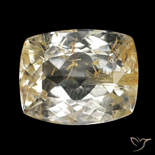 3.70 ct Golden Rutile Topaz Gemstone, Rutile Topaz Gem in Cushion-Cut Shape for Sale.