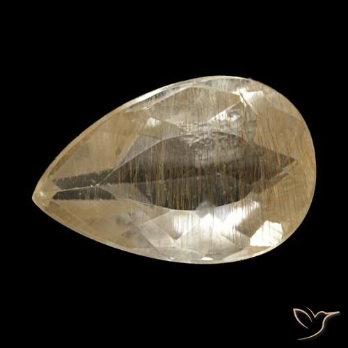 1.36 ct Yellow Rutile Topaz Gemstone, Rutile Topaz Gem in Pear Facet Shape for Sale.