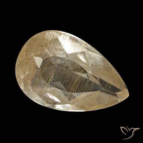 1.36 ct Yellow Rutile Topaz Stone, Natural Rutile Topaz in Pear Facet Shape for Sale